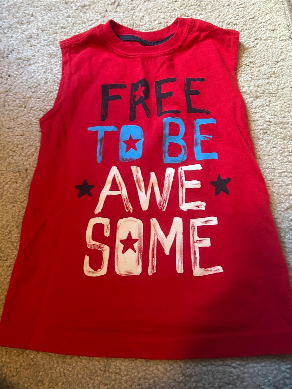 Red Kids Sleeveless Graphic Tank - Free to Be Awesome